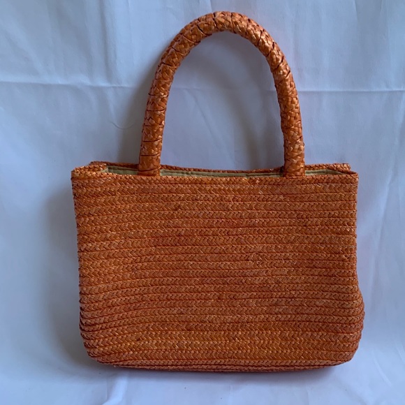 100% Wheat Straw Orange Hand Bag - Picture 5 of 10